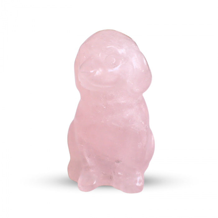 Figurina Artizanala 30mm Catelus din Cuart Roz [8]