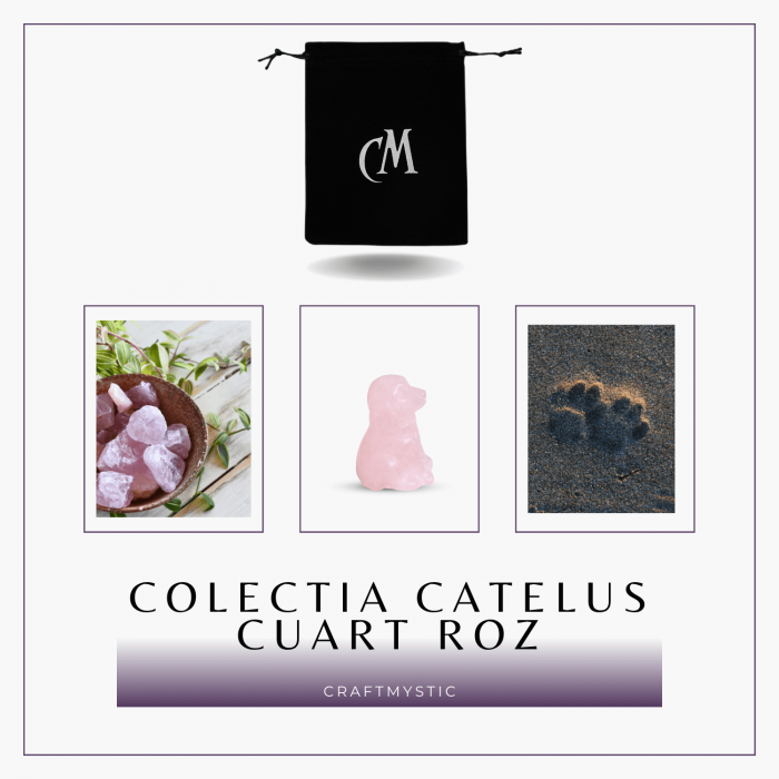 Figurina Artizanala 30mm Catelus din Cuart Roz [4]