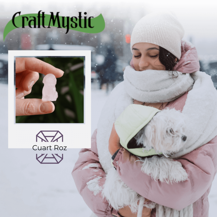 Figurina Artizanala 30mm Catelus din Cuart Roz [6]