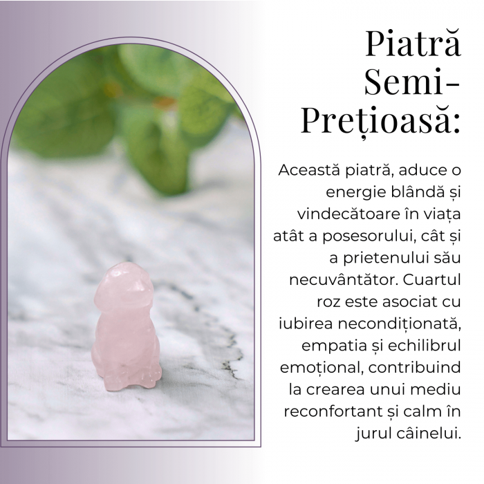 Figurina Artizanala 30mm Catelus din Cuart Roz [5]