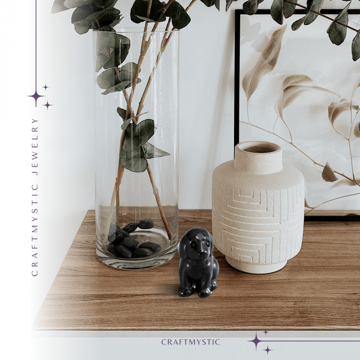 Figurina Artizanala 30mm Catelus din Obsidian [7]