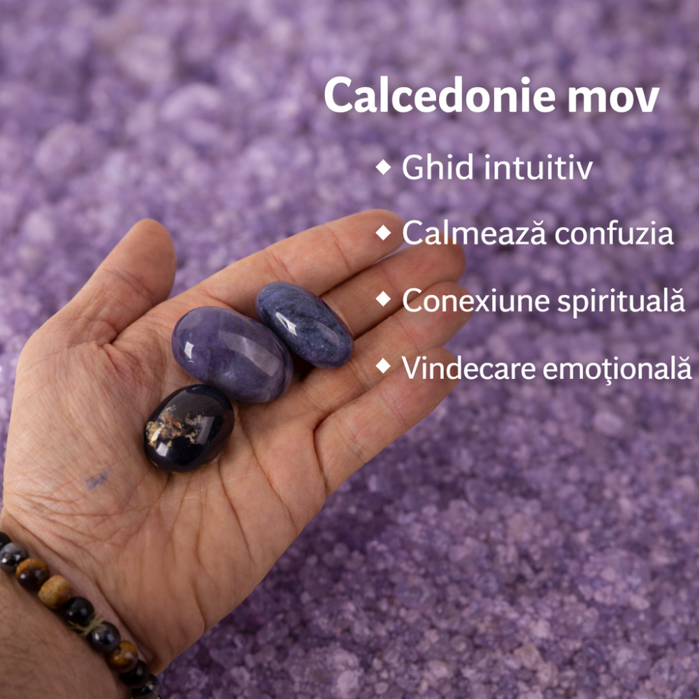 Calcedonie mov din Indonezia – pietre rulate pentru liniste interioara si comunicare blanda [2]