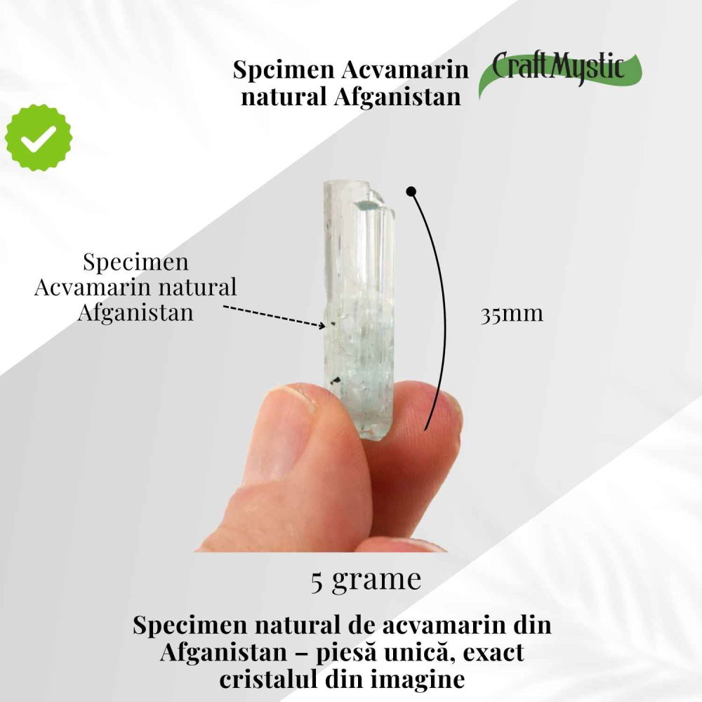 Specimen natural de Acvamarin din Afganistan – cristal al claritatii si calmului interior [2]