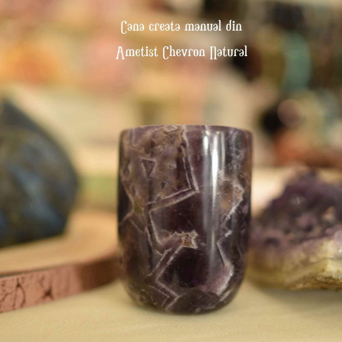 Pahar din Cristal de Ametist Chevron Sculptat Manual Capacitate de 200ml Experienta Spirituala in Fiecare Inghititura [3]