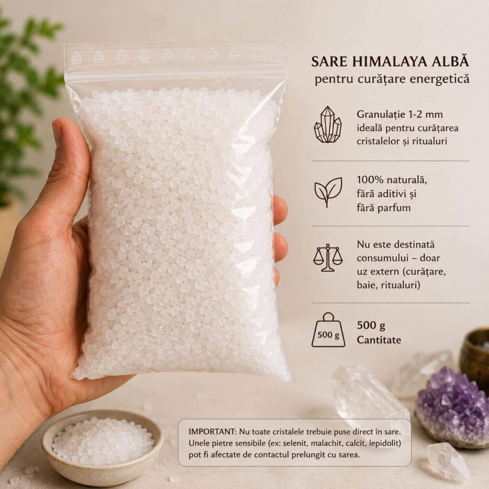 Sare Himalaya Alba pentru Curatarea Energetica a Cristalelor 500g [3]