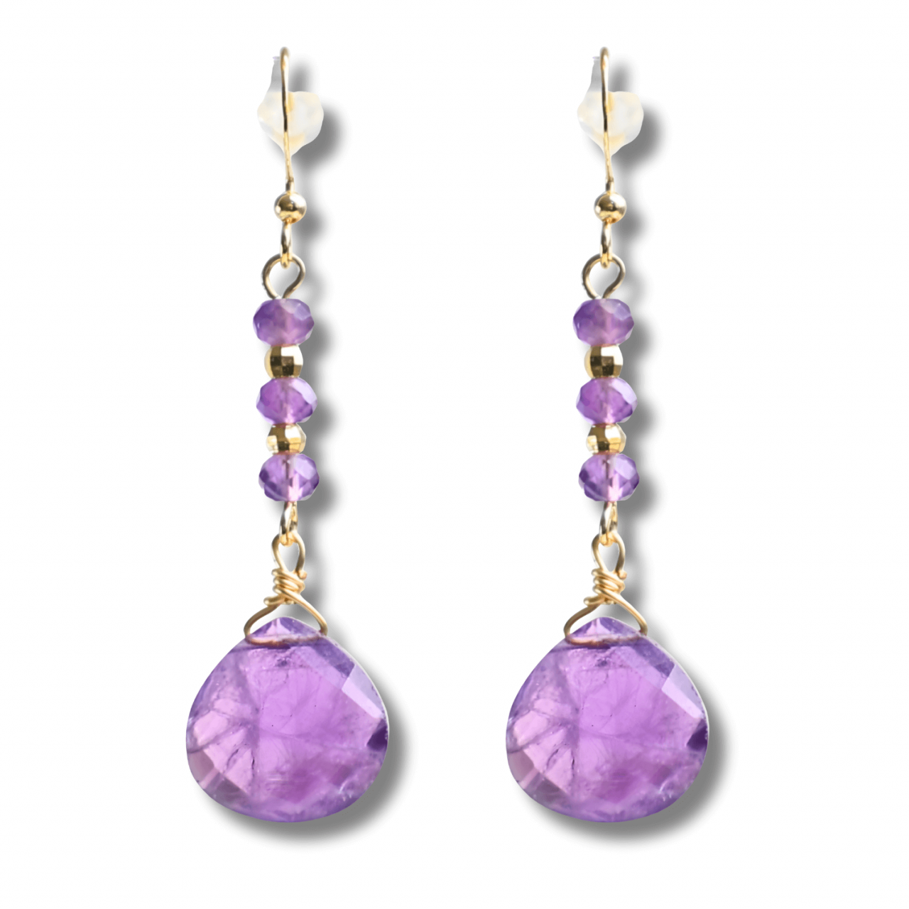 Cercei Rotunzi cu Piatra Ametist Fatetat Aurii - Claritate si Eleganta [1]