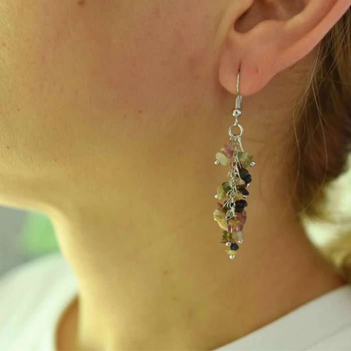 Cercei cu pietre semipretioase naturale din turmalina polisate pentru femei [2]