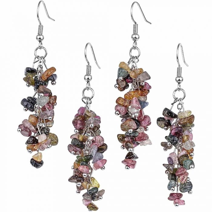 Cercei cu pietre semipretioase naturale din turmalina polisate pentru femei [6]