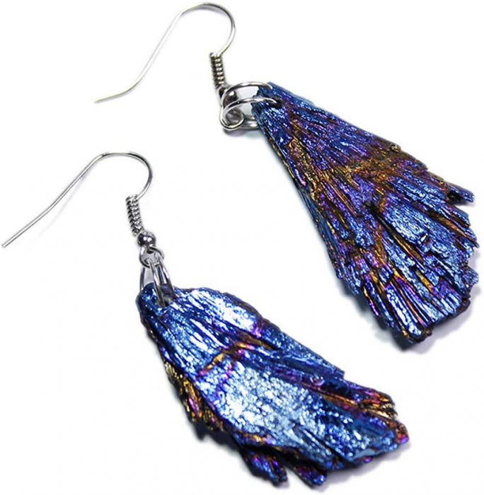 Cercei cu cristale naturale de turmalina si forma de pana 4-5 cm - Bijuterii pentru femei de moda retro [1]