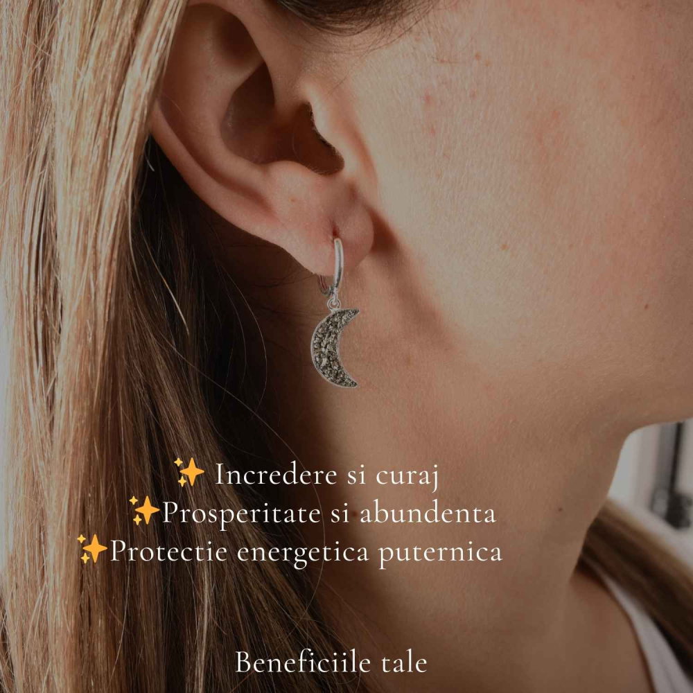 Cercei argint 925 semiluna cu Pirita – protectie si energie feminina puternica [3]
