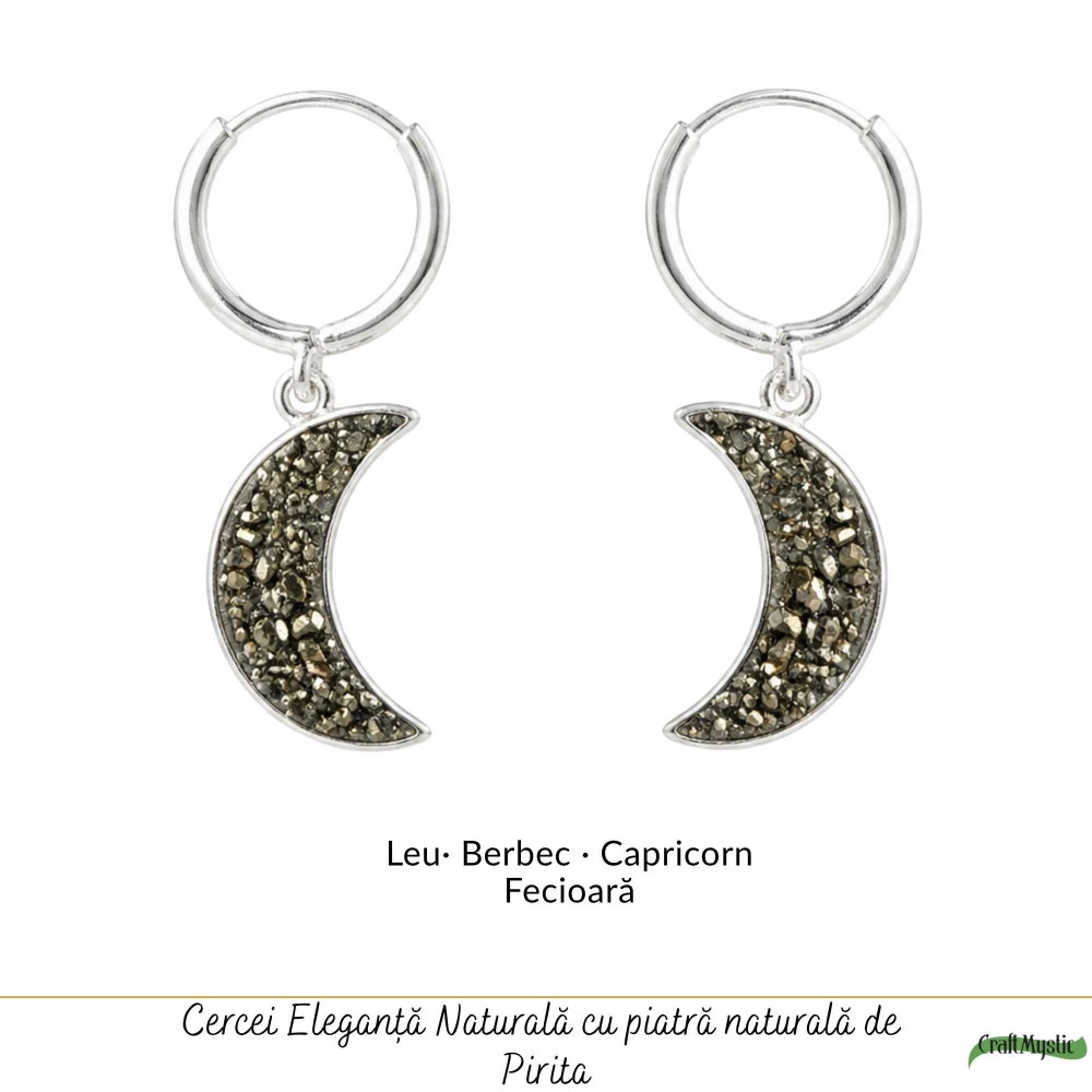 Cercei argint 925 semiluna cu Pirita – protectie si energie feminina puternica [5]