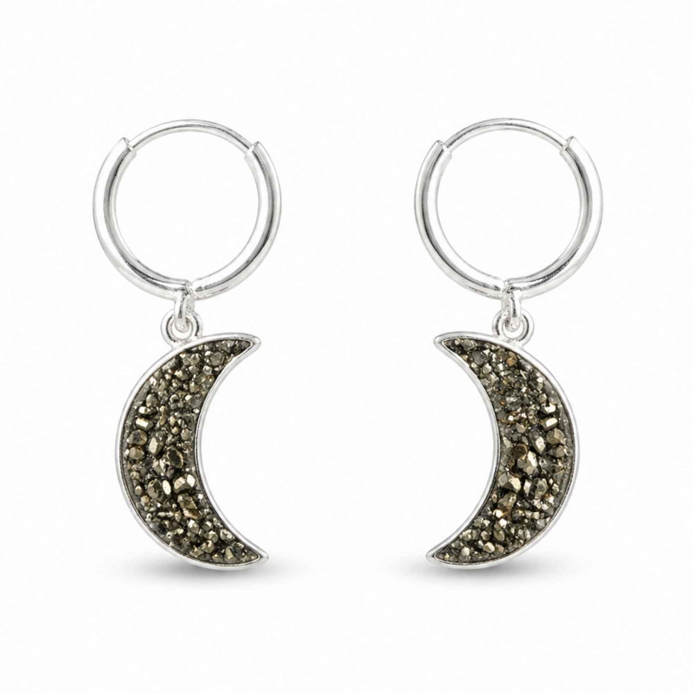 Cercei argint 925 semiluna cu Pirita – protectie si energie feminina puternica [1]