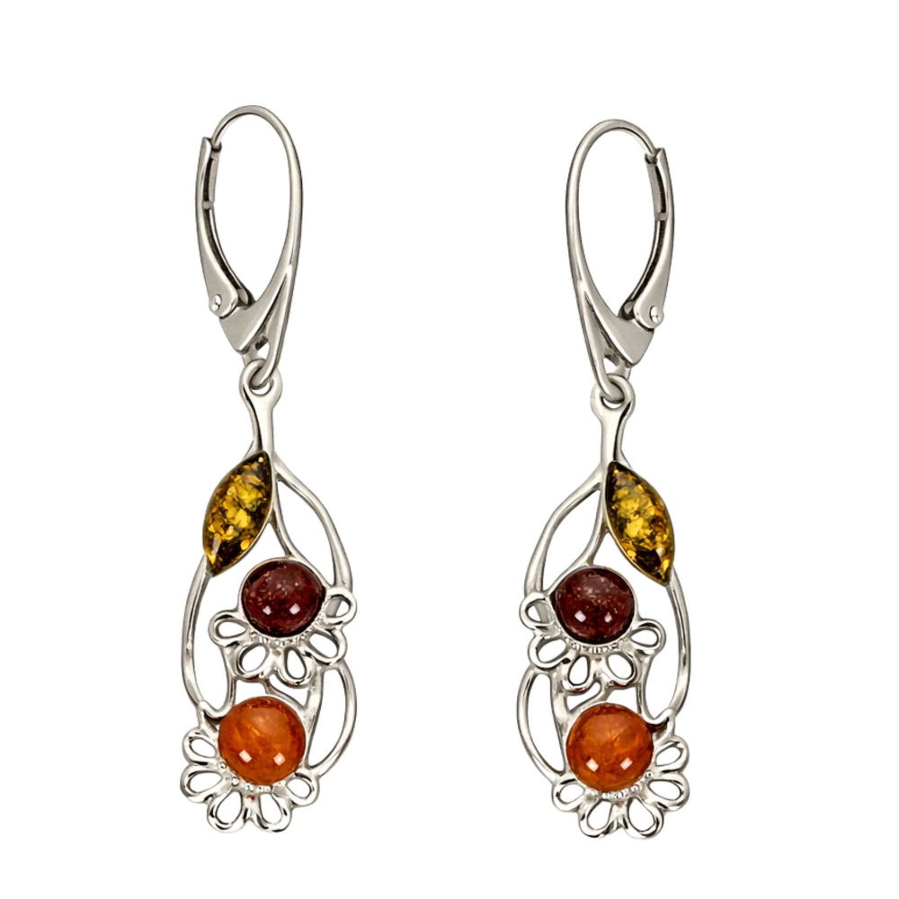 Cercei Argint 925 Buchet de Flori cu Chihlimbar – Feminitate, Energie si Eleganta [1]