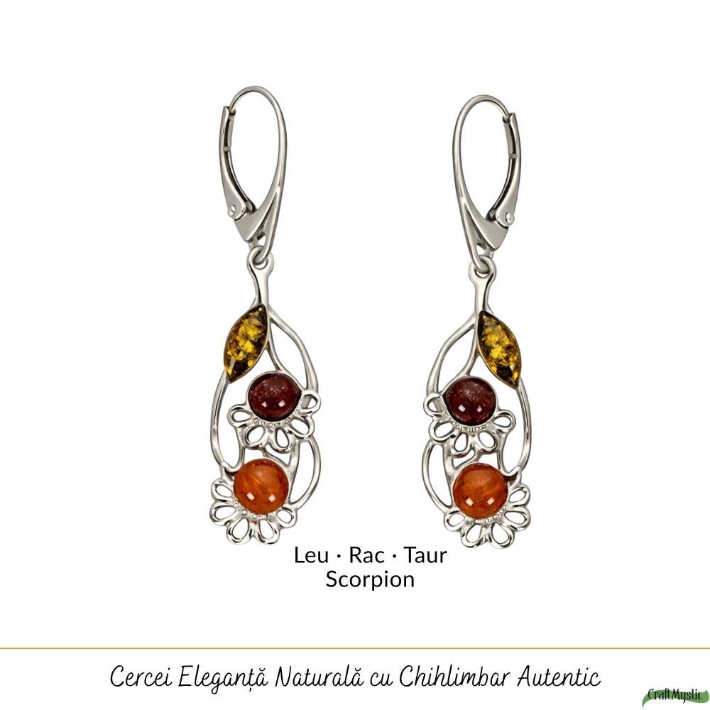 Cercei Argint 925 Buchet de Flori cu Chihlimbar – Feminitate, Energie si Eleganta [5]