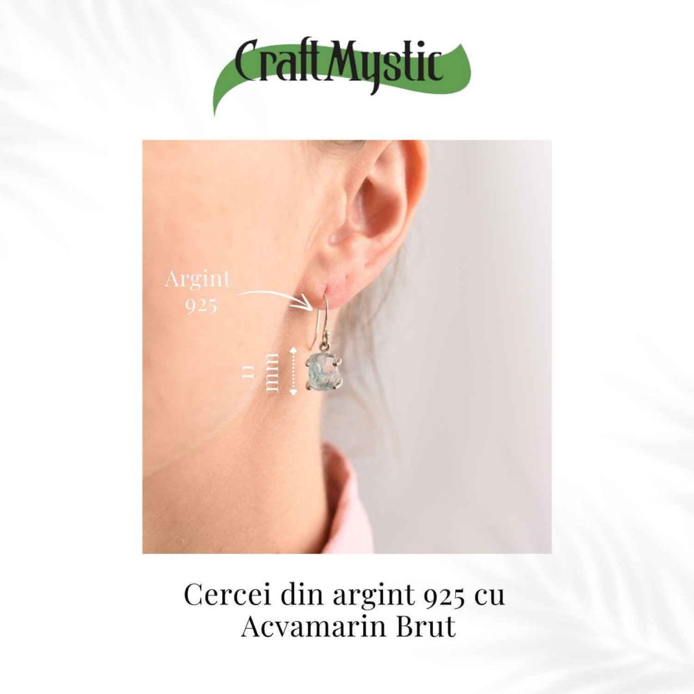 Cercei Argint 925 cu Acvamarin Brut - Energie si Claritate [5]