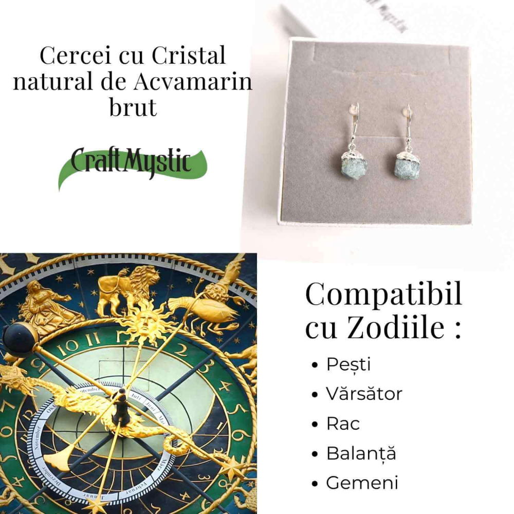 Cercei Argintii cu Acvamarin Brut, Eleganta si Calm Interior [5]