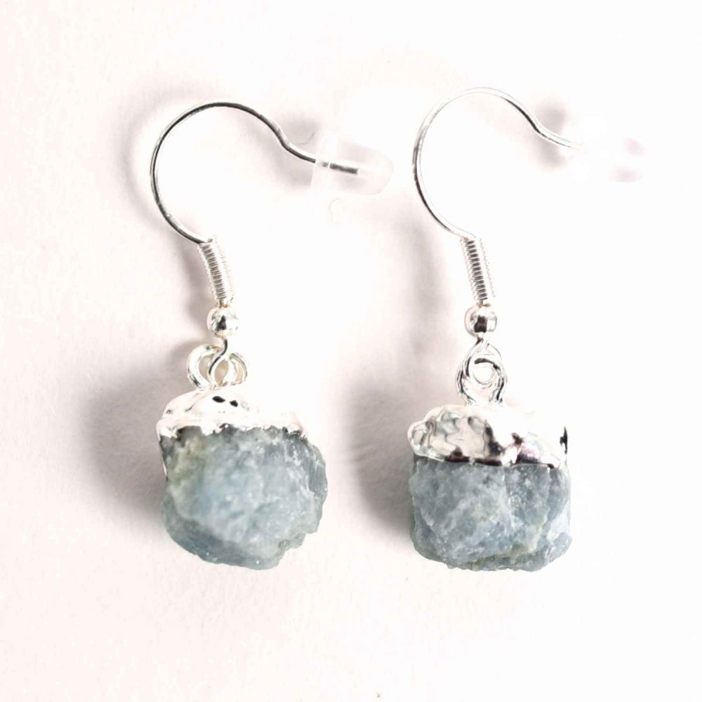 Cercei Argintii cu Acvamarin Brut, Eleganta si Calm Interior [1]