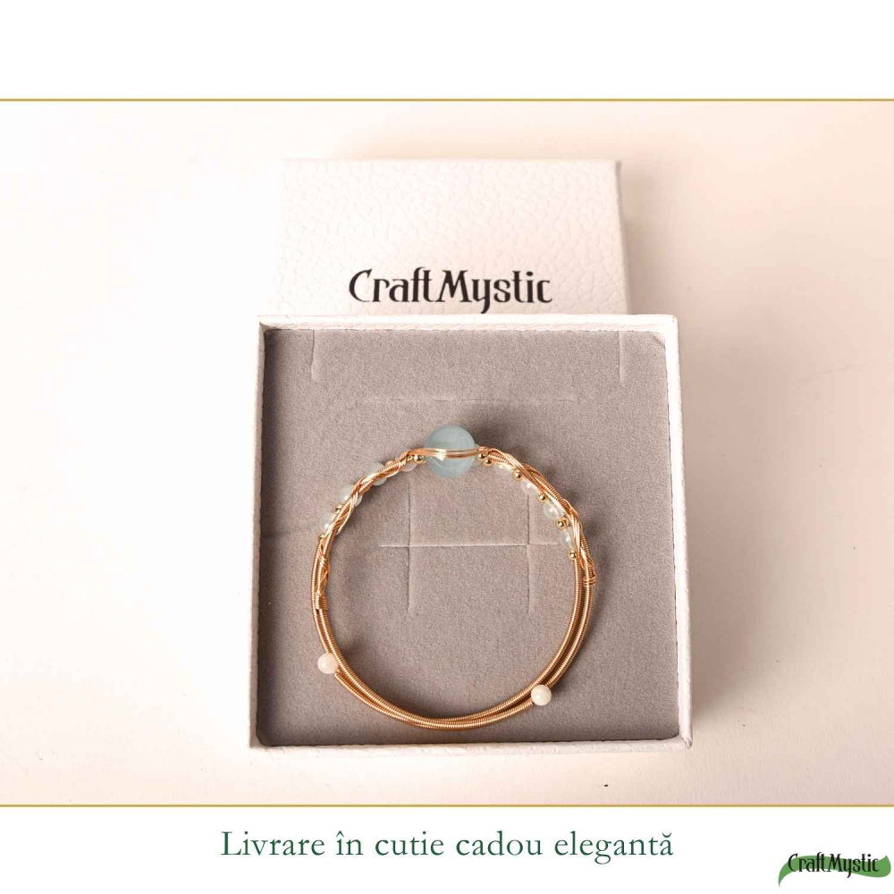 Bratara din Cupru cu Acvamarin Natural – Calm, Claritate si Feminitate [6]