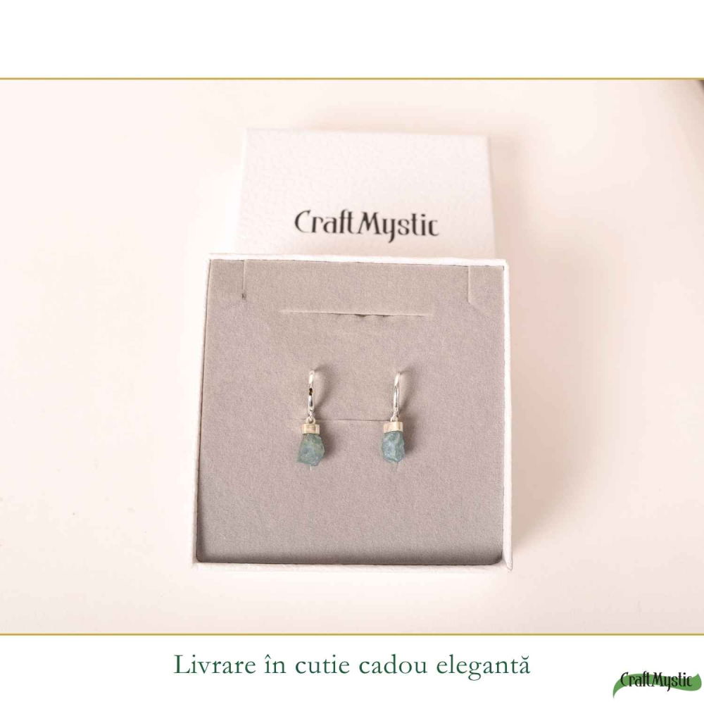Cercei Argint 925 cu Acvamarin Brut Natural – Calm Interior si Eleganta Naturala [6]