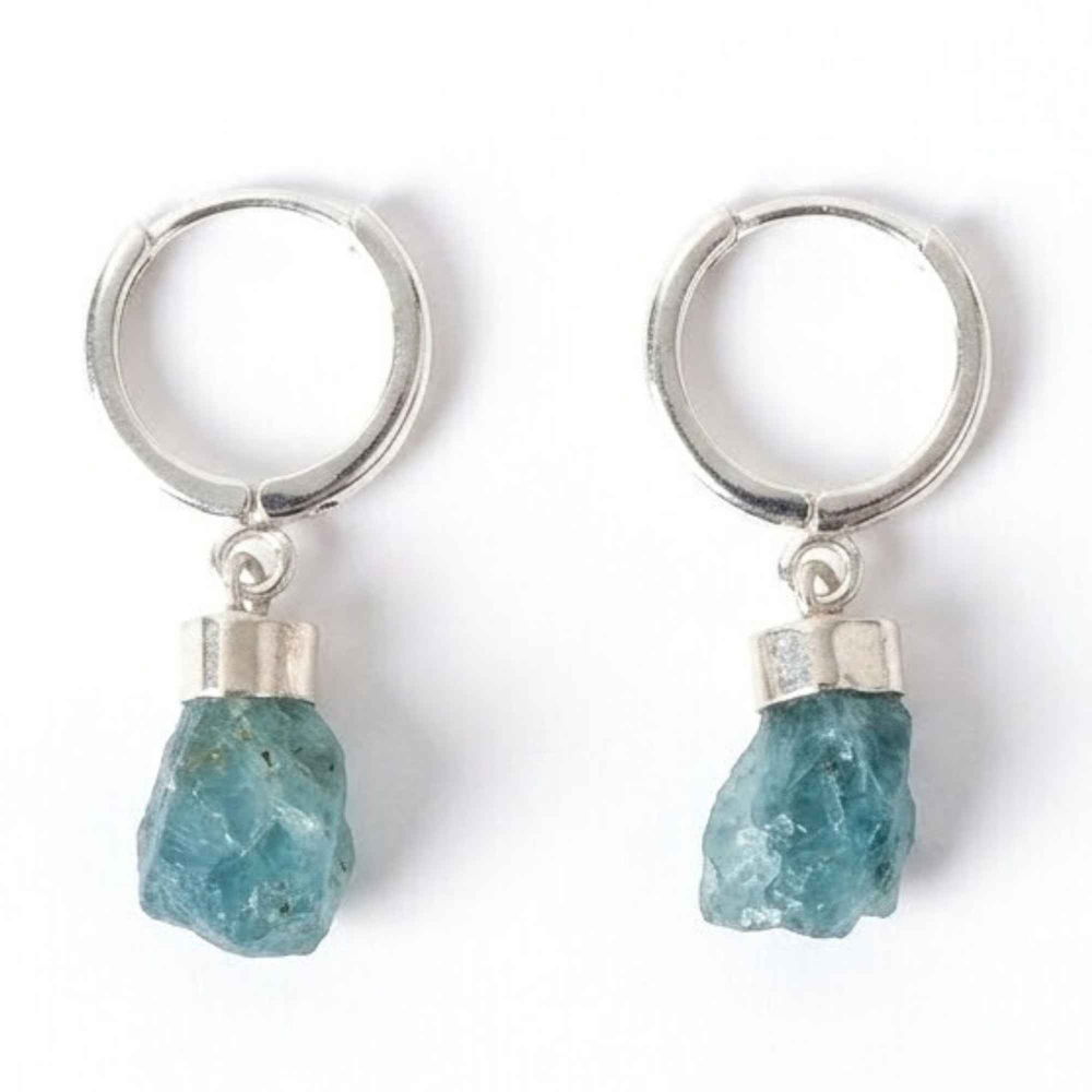 Cercei Argint 925 cu Acvamarin Brut Natural – Calm Interior si Eleganta Naturala [1]