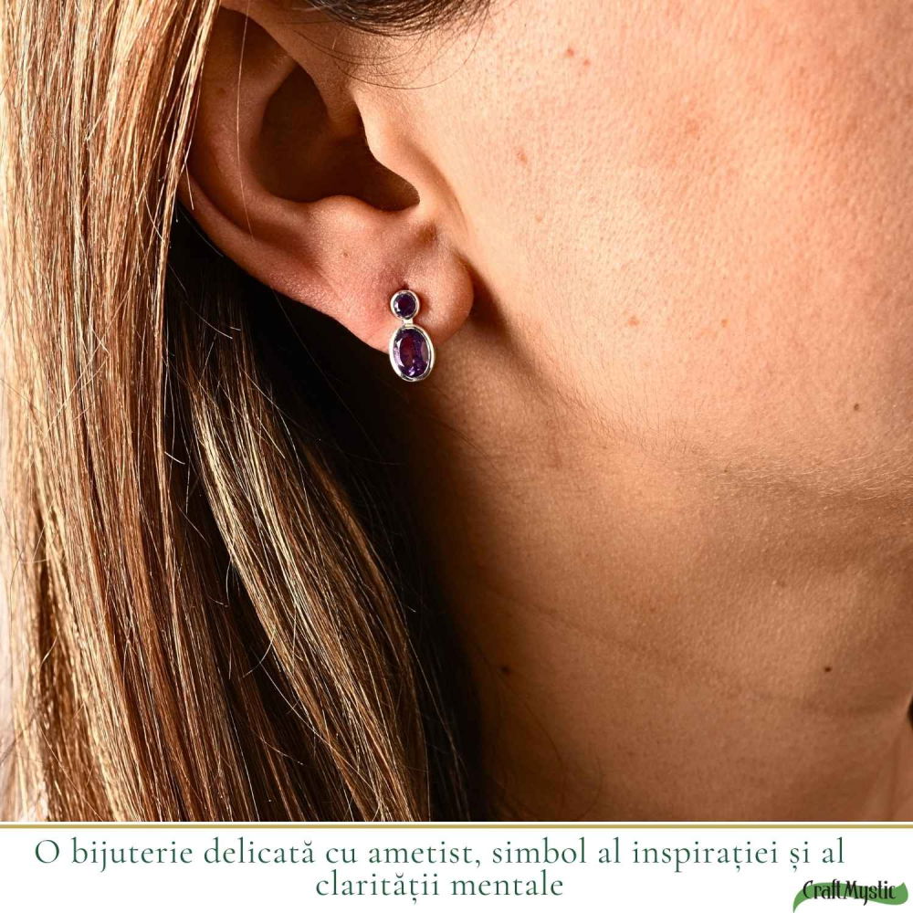 Cercei Argint 925 cu Dublu Ametist Fatetat – Claritate si Eleganta Rafinata [2]