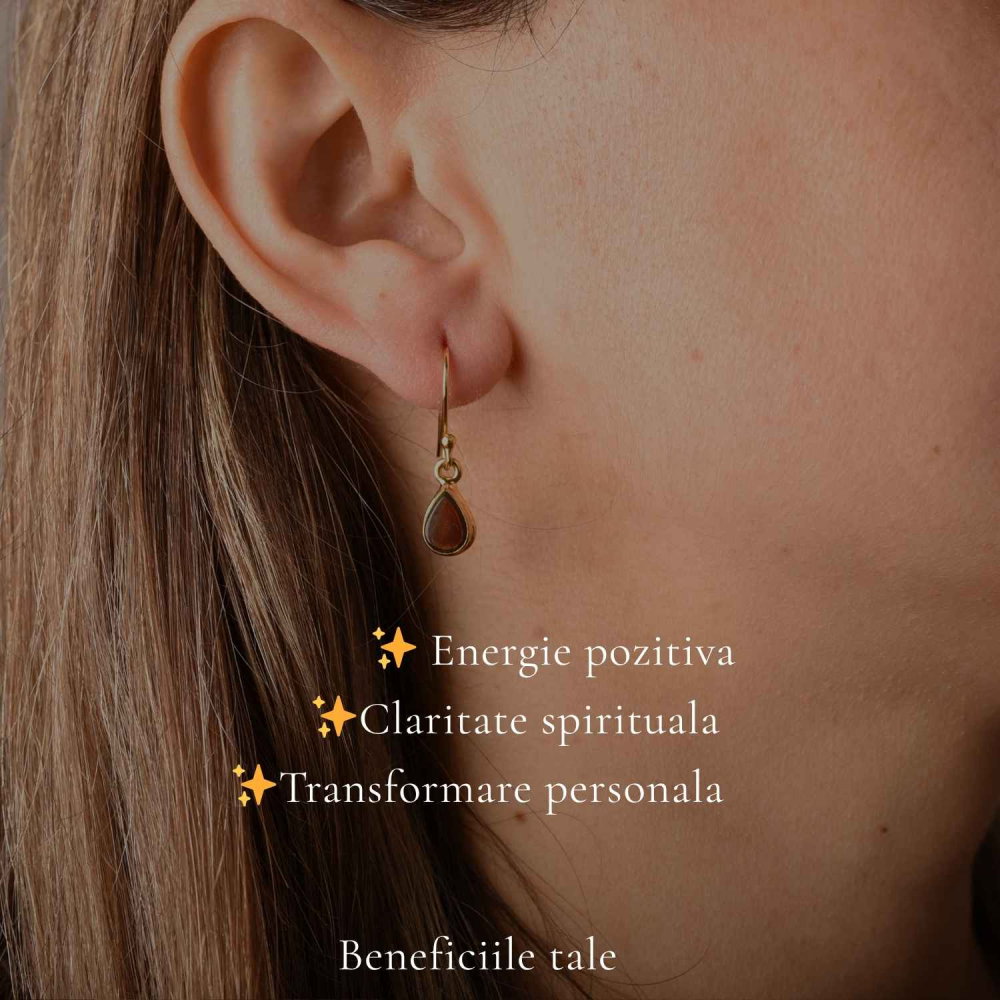 Cercei Argint 925 cu Ammolit Natural Lacrima – Eleganta si Energie Pozitiva [3]