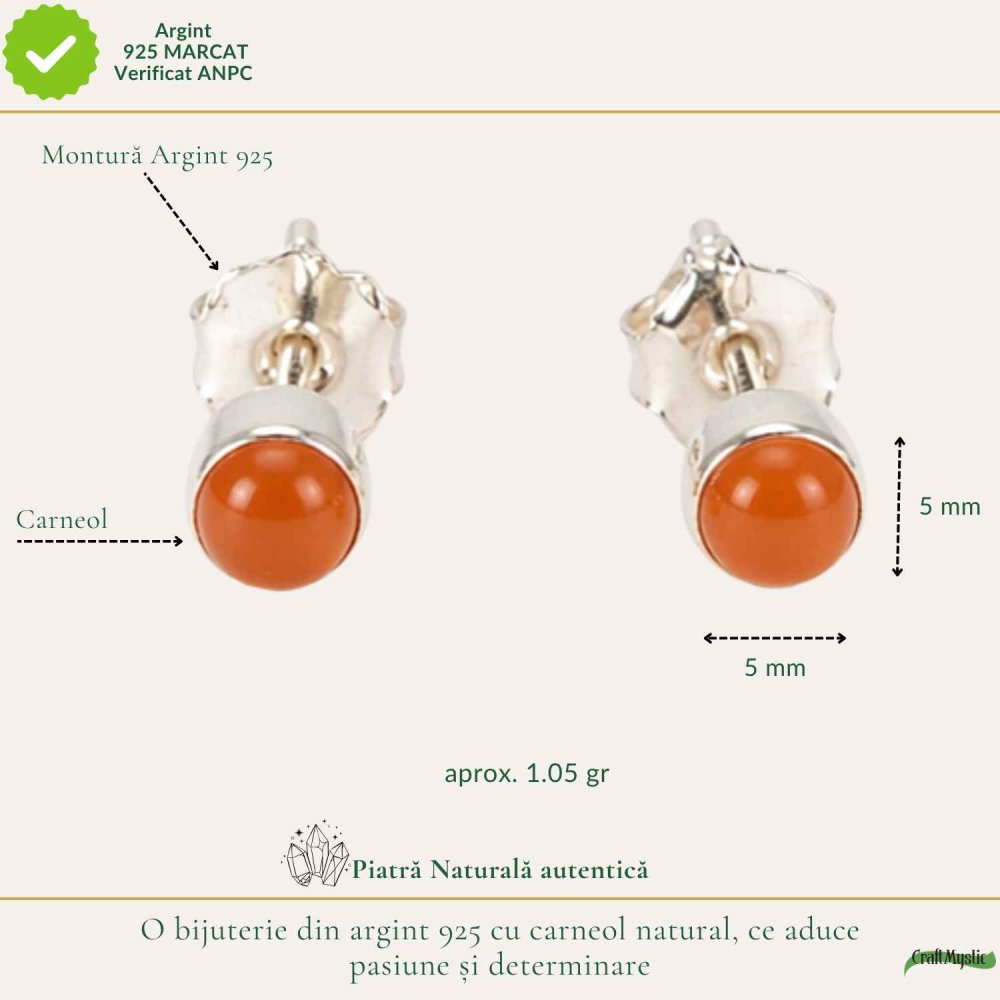 Cercei argint 925 cu carneol rotund – energie si incredere [4]