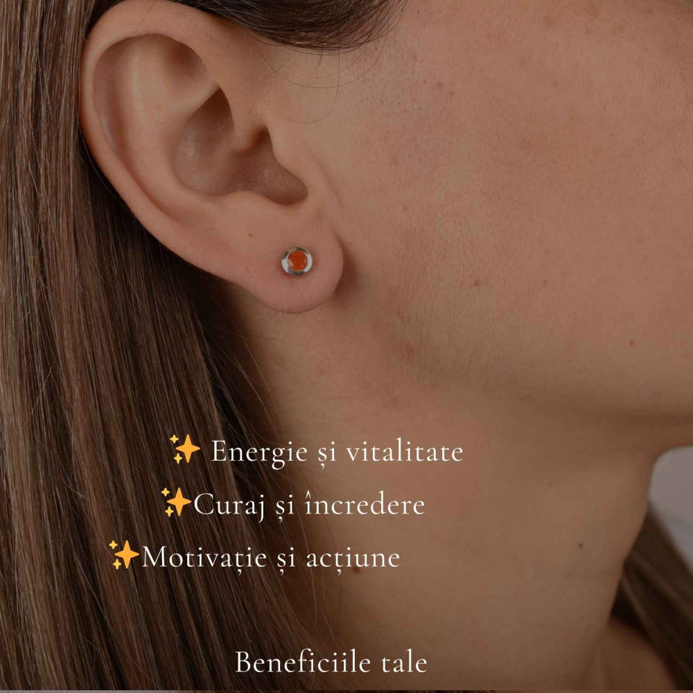 Cercei argint 925 cu carneol rotund fatetati– energie si vitalitate [3]