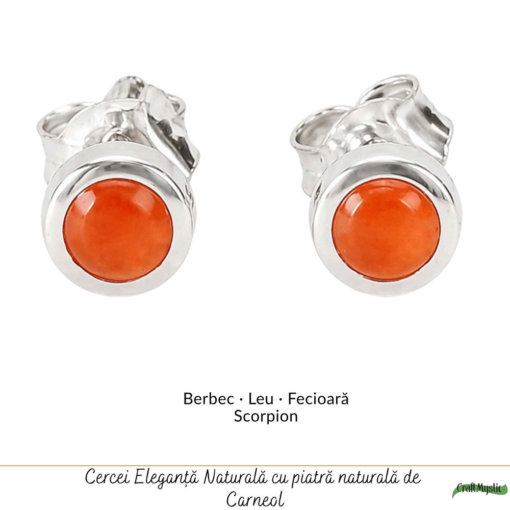 Cercei argint 925 cu carneol rotund fatetati– energie si vitalitate [5]