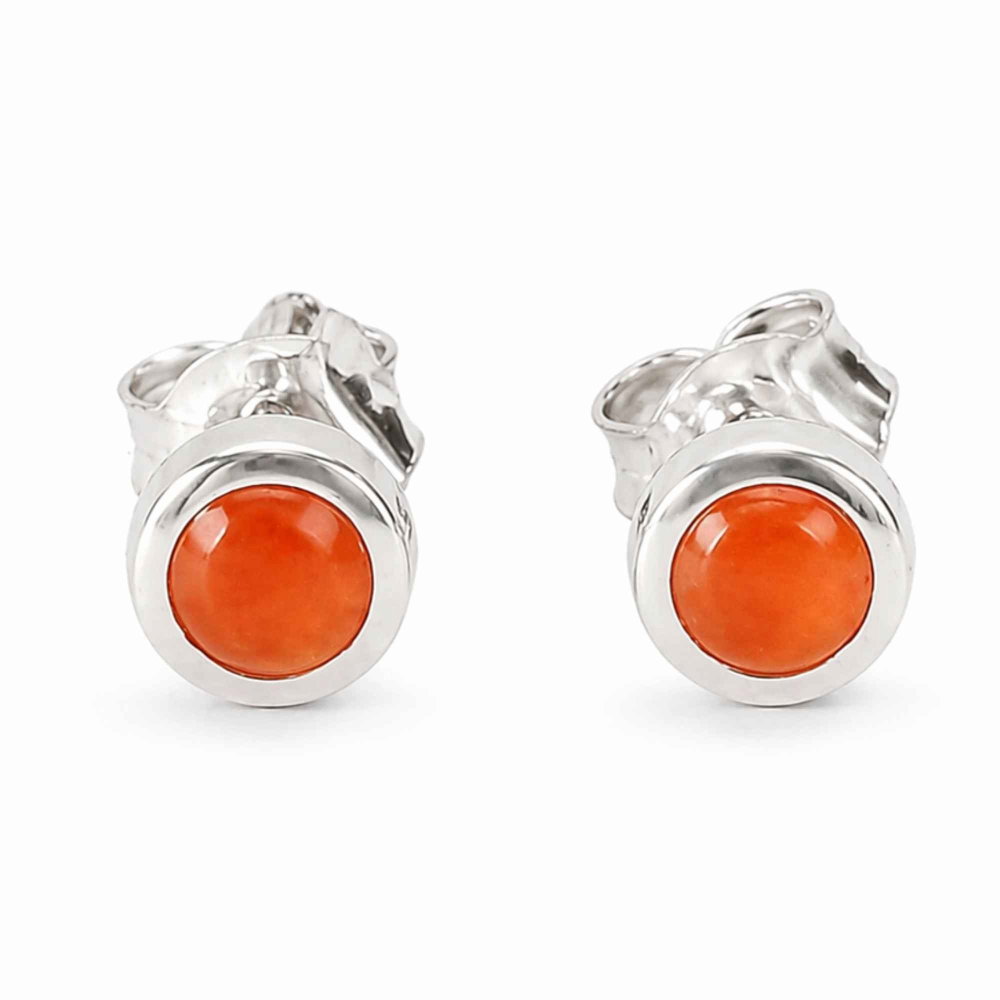 Cercei argint 925 cu carneol rotund fatetati– energie si vitalitate [1]
