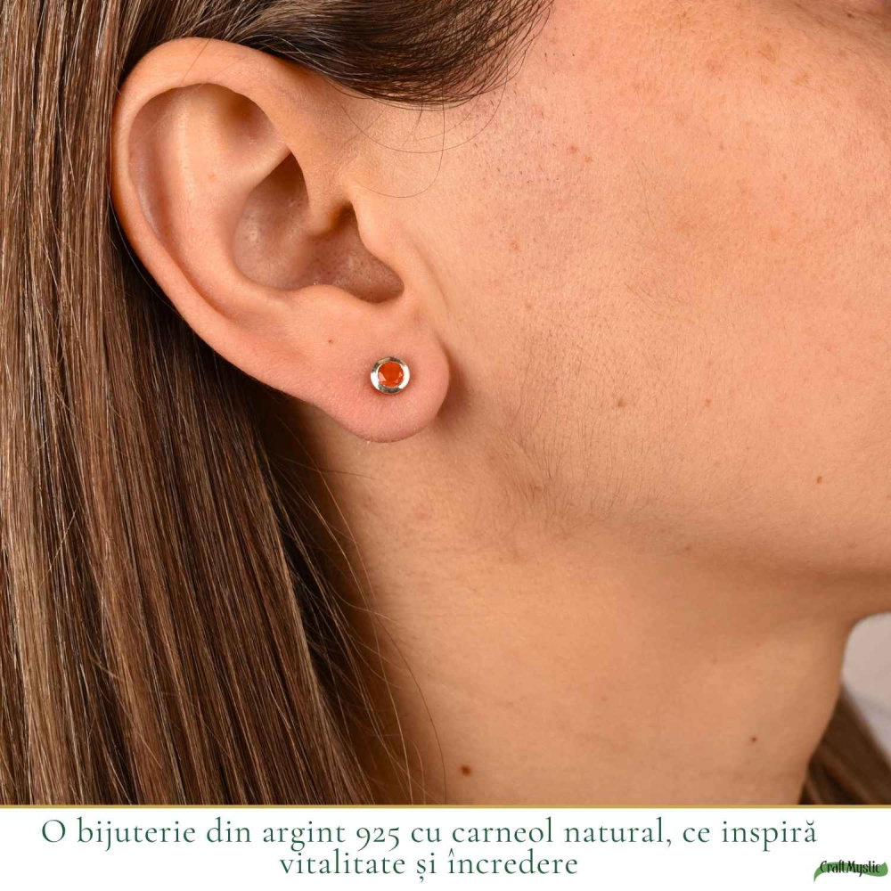 Cercei argint 925 cu carneol rotund fatetati– energie si vitalitate [2]