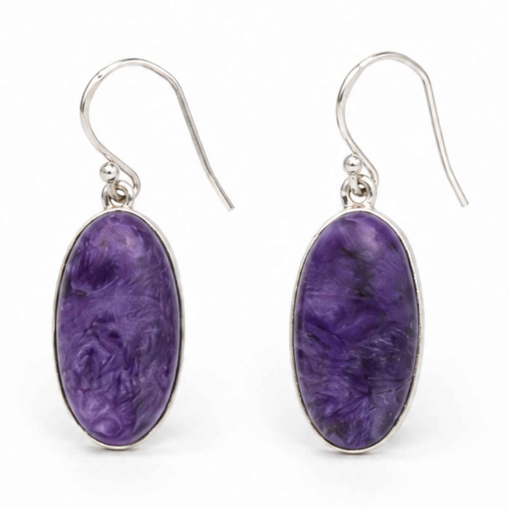Cercei Argint 925 cu Charoite Natural Oval – Eleganta, Intuitie si Mister [1]
