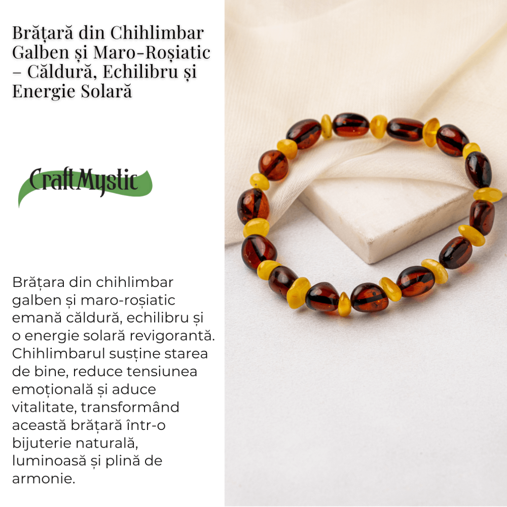 Bratara Chihlimbar Galben si Maro-Rosiatic – Caldura, Protectie si Energie Solara Echilibrata [3]