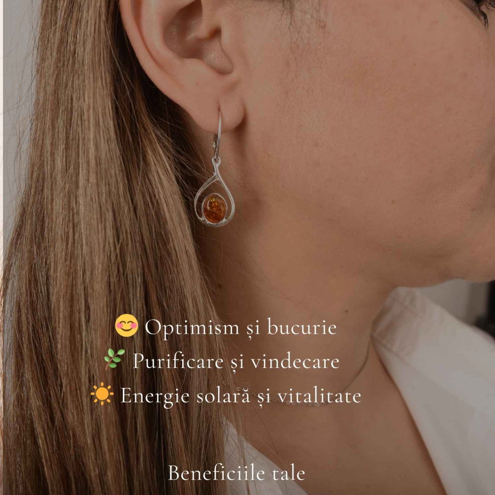 Cercei Argint 925 cu Chihlimbar – Eleganta Naturala si Energie Calda [3]