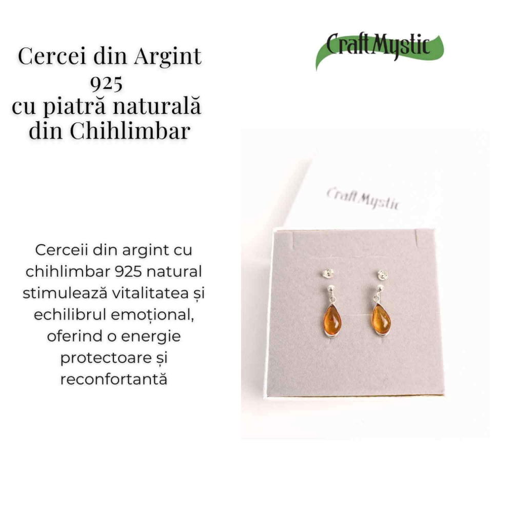 Cercei Argint 925 cu Chihlimbar - Eleganta si Protectie Naturala [5]