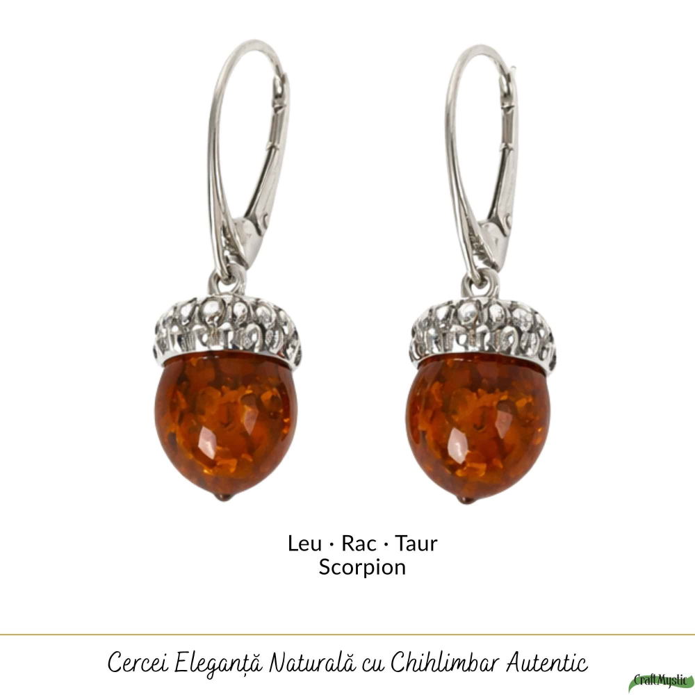 Cercei Argint 925 cu Chihlimbar Ghinda – Protectie, Energie Calda si Echilibru [5]