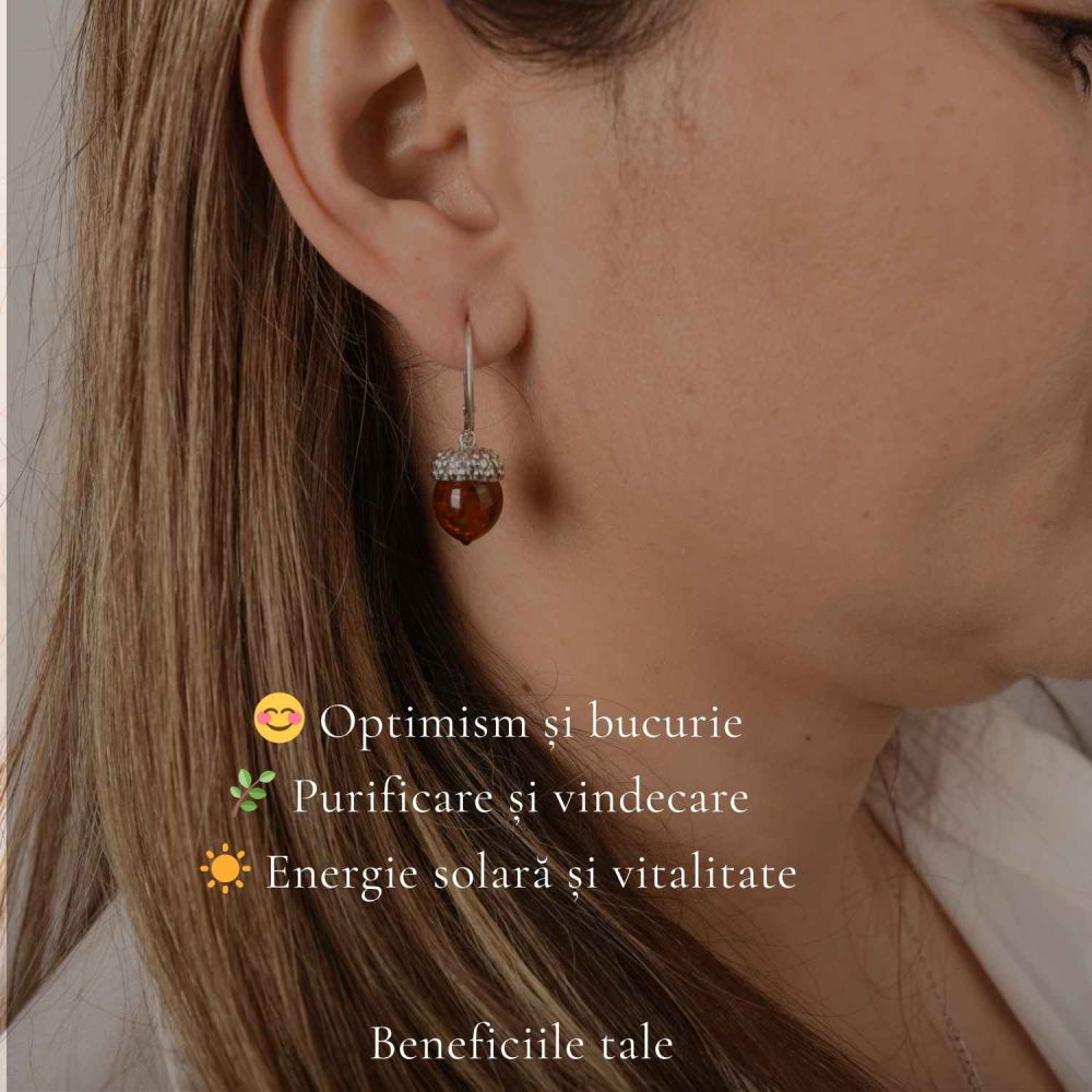 Cercei Argint 925 cu Chihlimbar Ghinda – Protectie, Energie Calda si Echilibru [3]