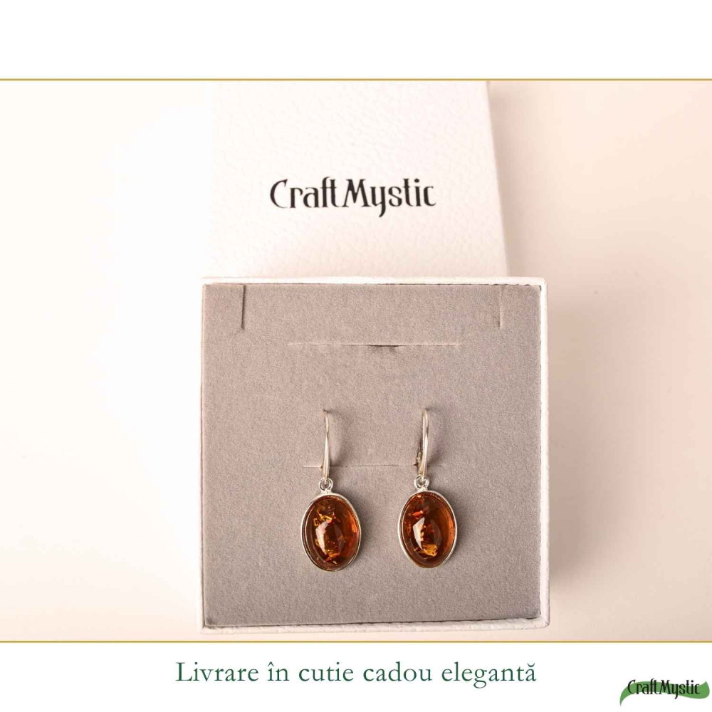Cercei Argint 925 cu Chihlimbar Oval – Eleganta si Energie Pozitiva [6]