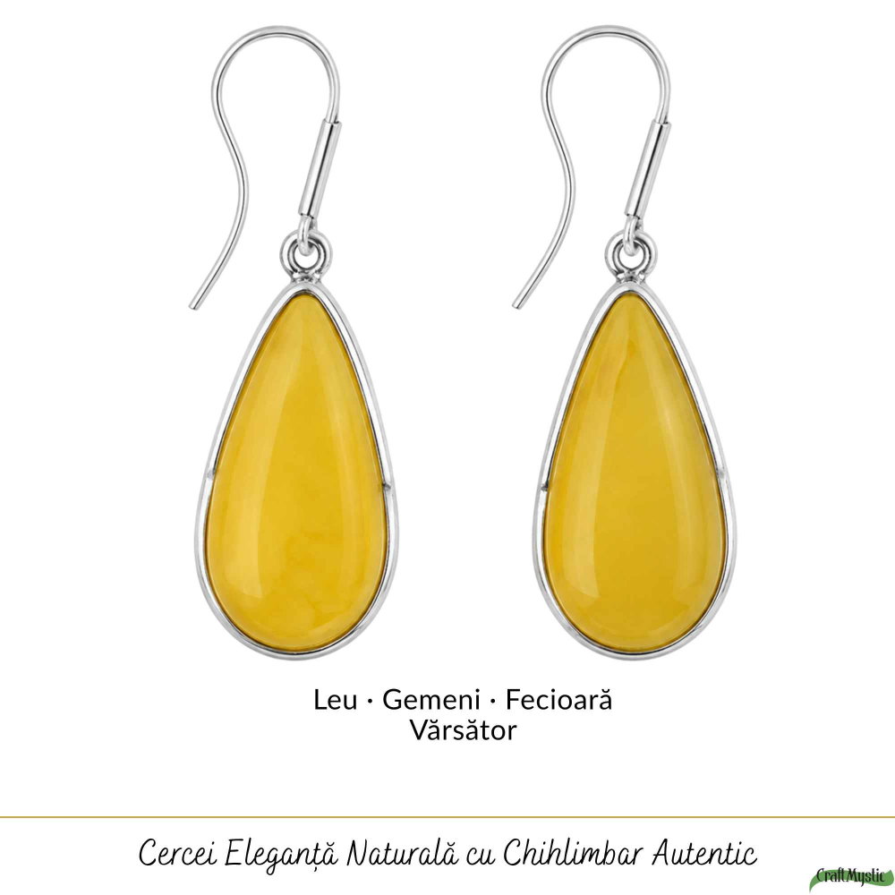 Cercei Argint 925 cu Chihlimbar Galben Lacrima – Lumina si Feminitate [5]
