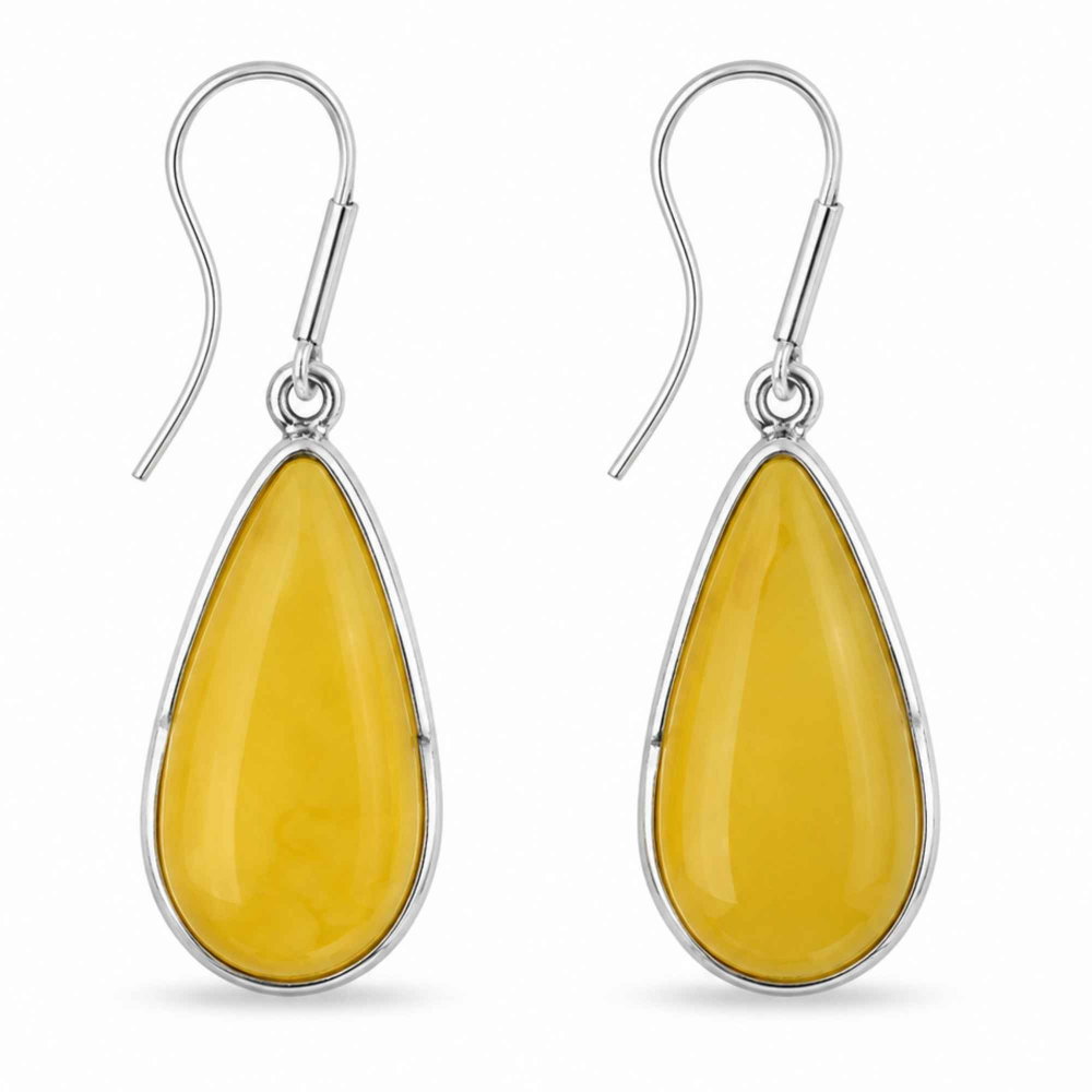 Cercei Argint 925 cu Chihlimbar Galben Lacrima – Lumina si Feminitate [1]