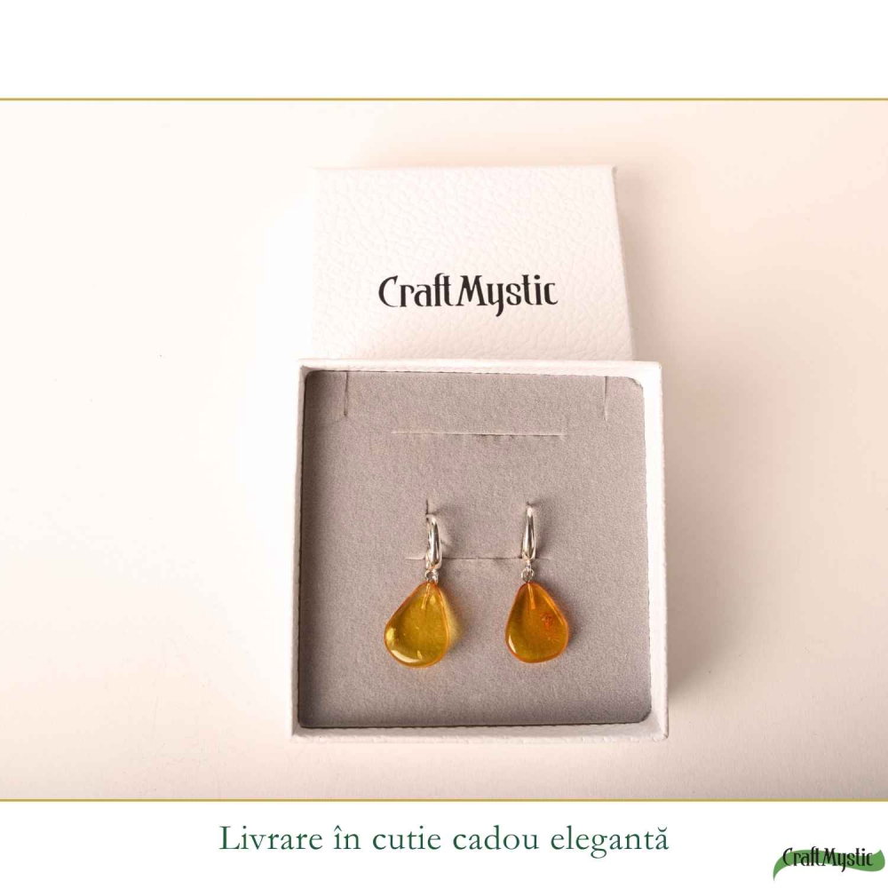 Cercei Argint 925 cu Chihlimbar Natural Lacrima – Energie Calda si Eleganta Feminina [6]