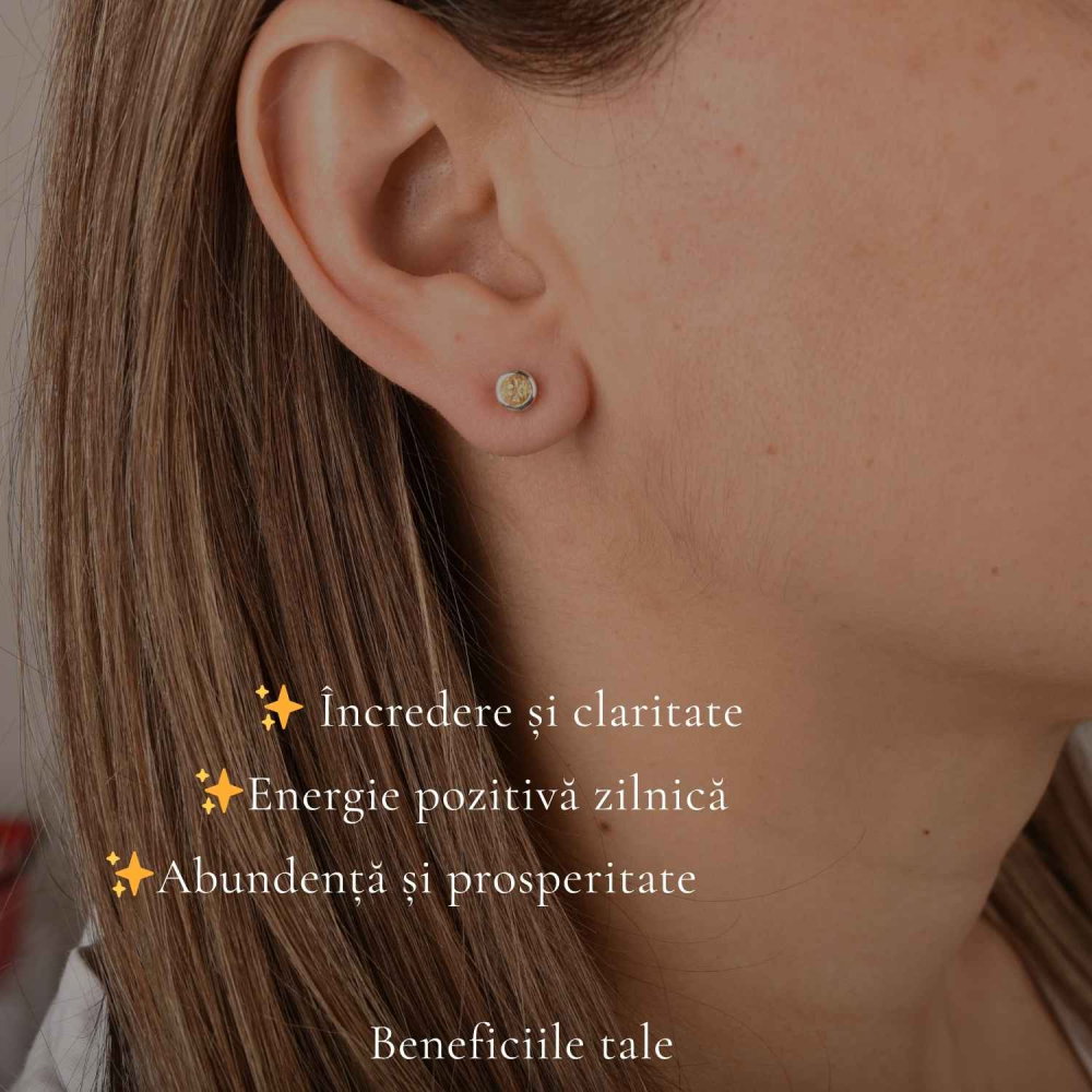 Cercei Argint 925 cu Citrin Fațetat Rotund – Energie Pozitiva si Claritate [3]