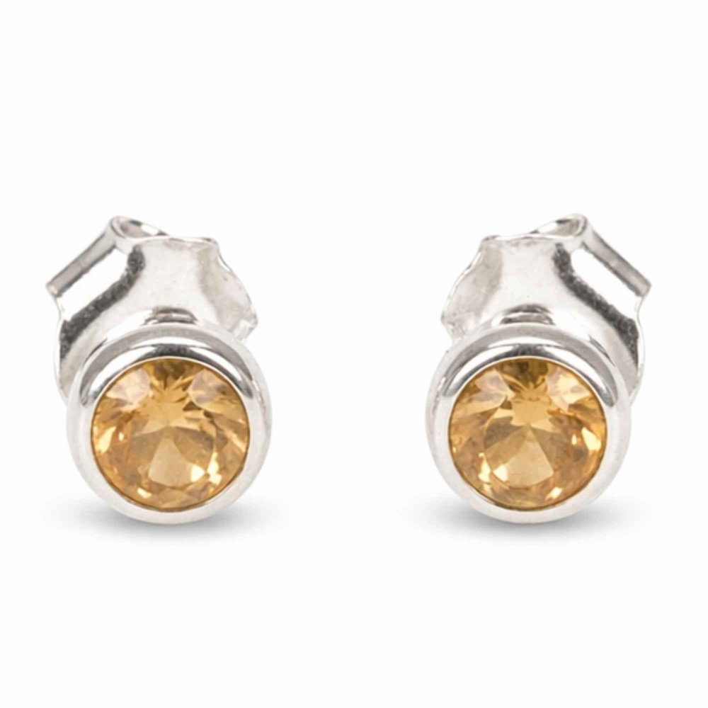 Cercei Argint 925 cu Citrin Fațetat Rotund – Energie Pozitiva si Claritate [1]