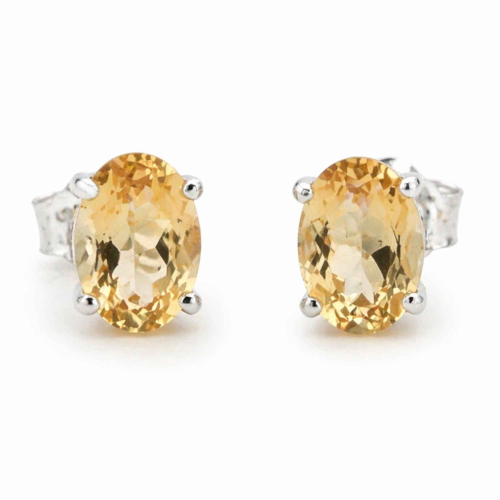 Cercei Argint 925 cu Citrin Fațetat Oval – Energie Pozitiva si Claritate [1]