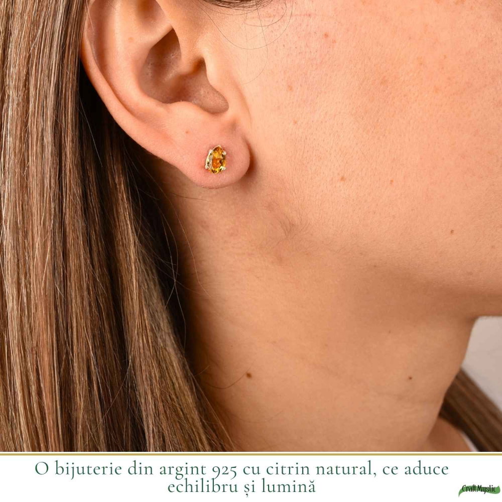 Cercei Argint 925 cu Citrin Fațetat Oval – Energie Pozitiva si Claritate [2]