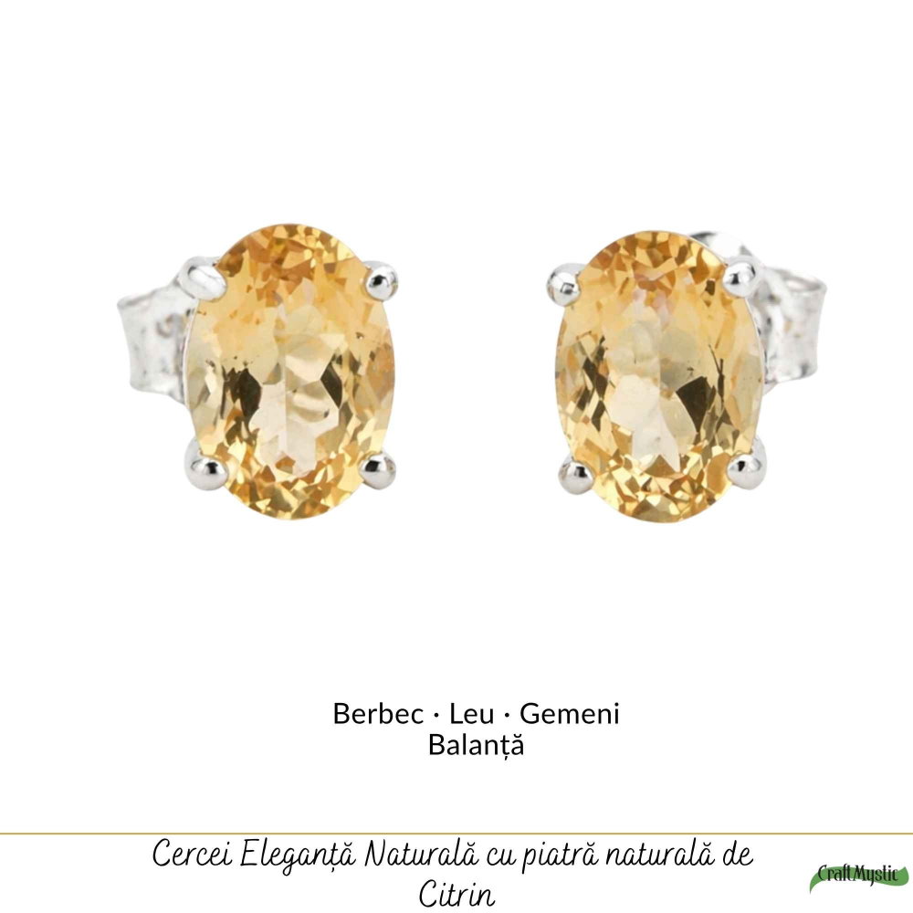 Cercei Argint 925 cu Citrin Fațetat Oval – Energie Pozitiva si Claritate [5]