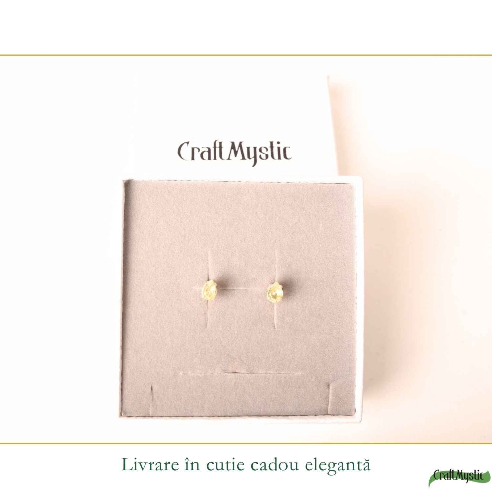Cercei Argint 925 cu Citrin Natural in Forma de Lacrima – Bucurie si Energie Pozitiva [6]