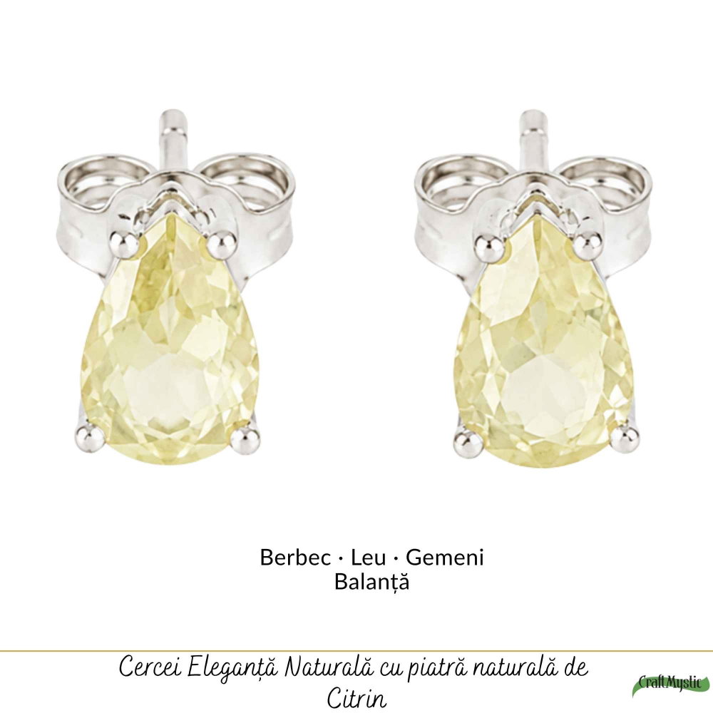 Cercei Argint 925 cu Citrin Natural in Forma de Lacrima – Bucurie si Energie Pozitiva [5]