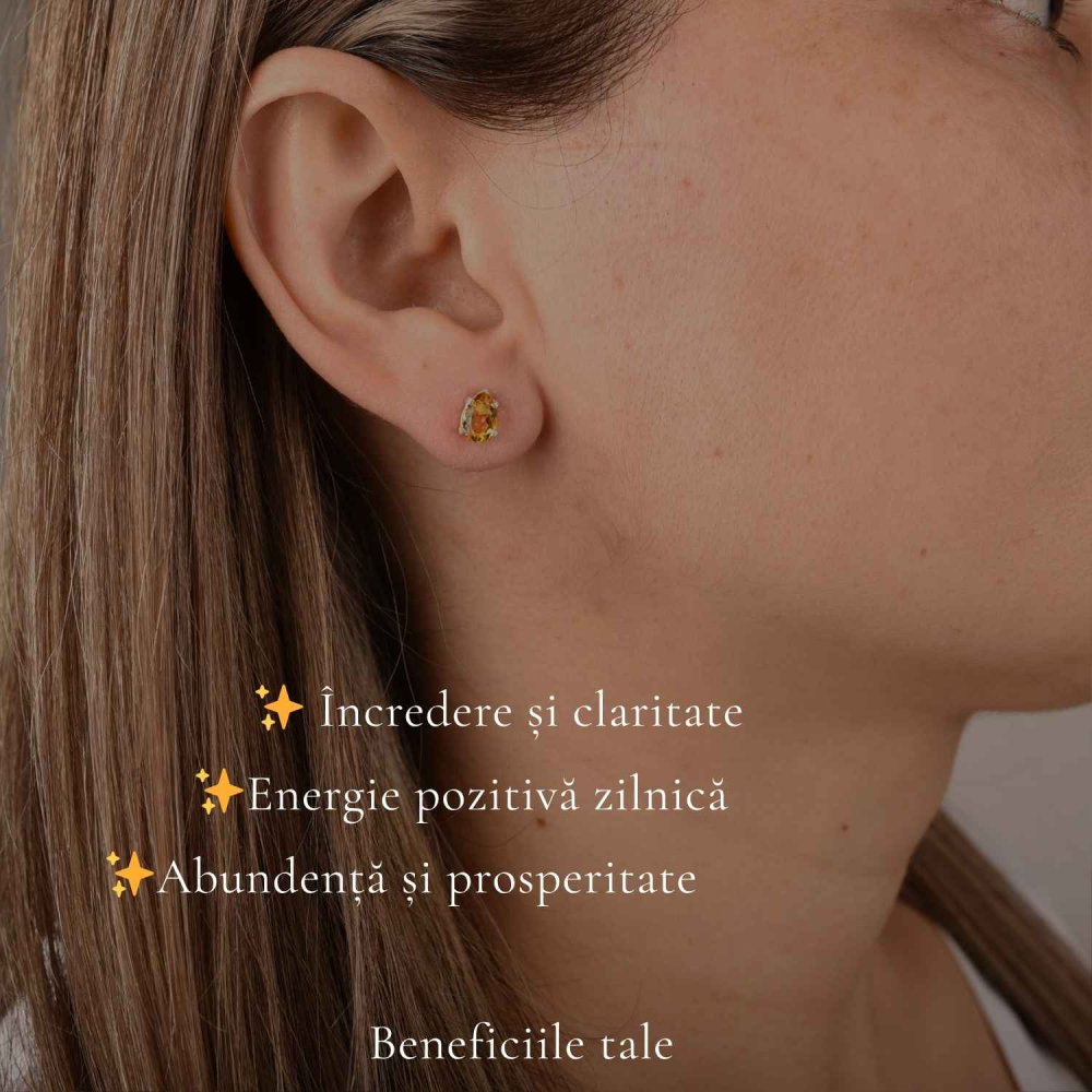 Cercei Argint 925 cu Citrin Fatetat Lacrima – Energie Pozitiva si Echilibru [3]