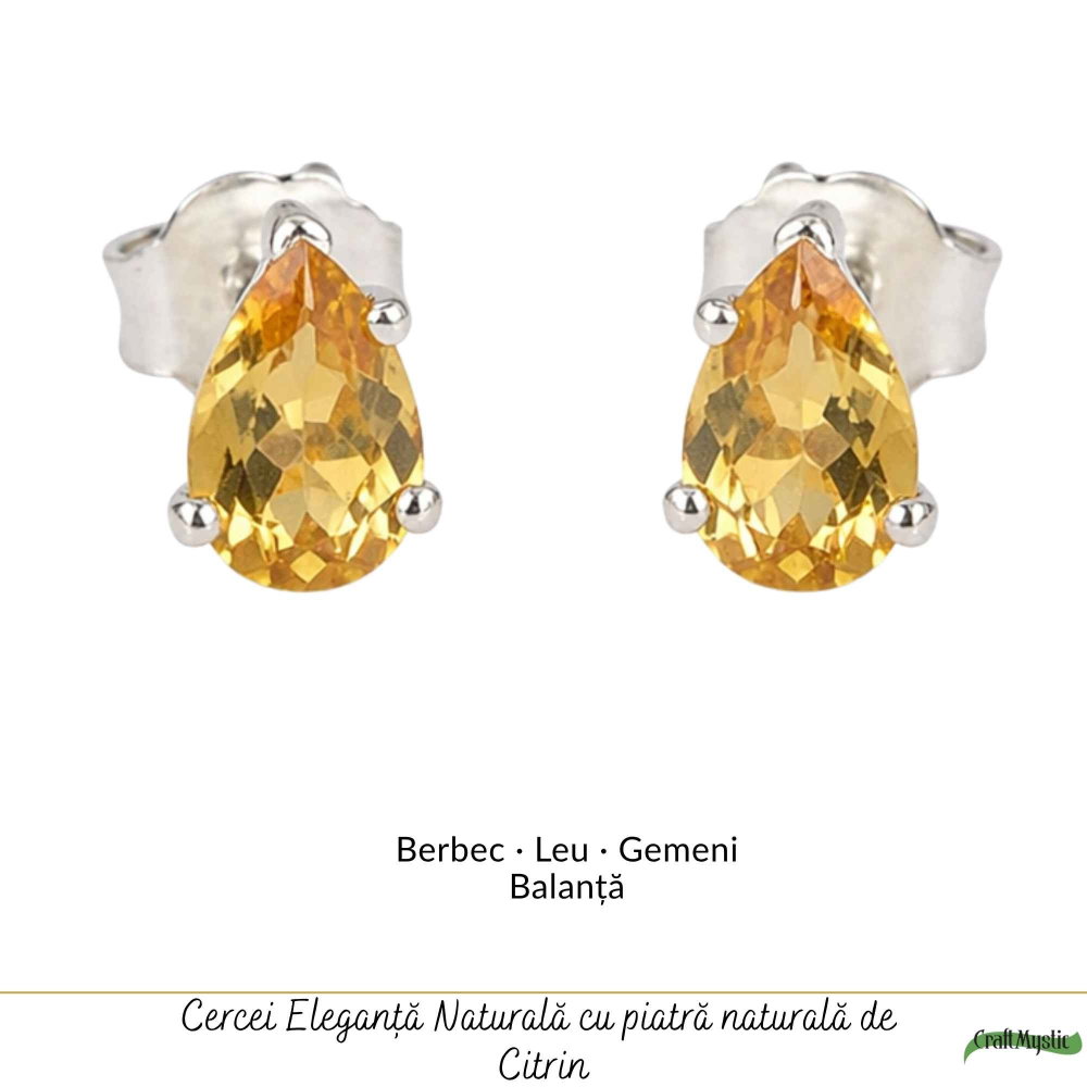 Cercei Argint 925 cu Citrin Fatetat Lacrima – Energie Pozitiva si Echilibru [5]